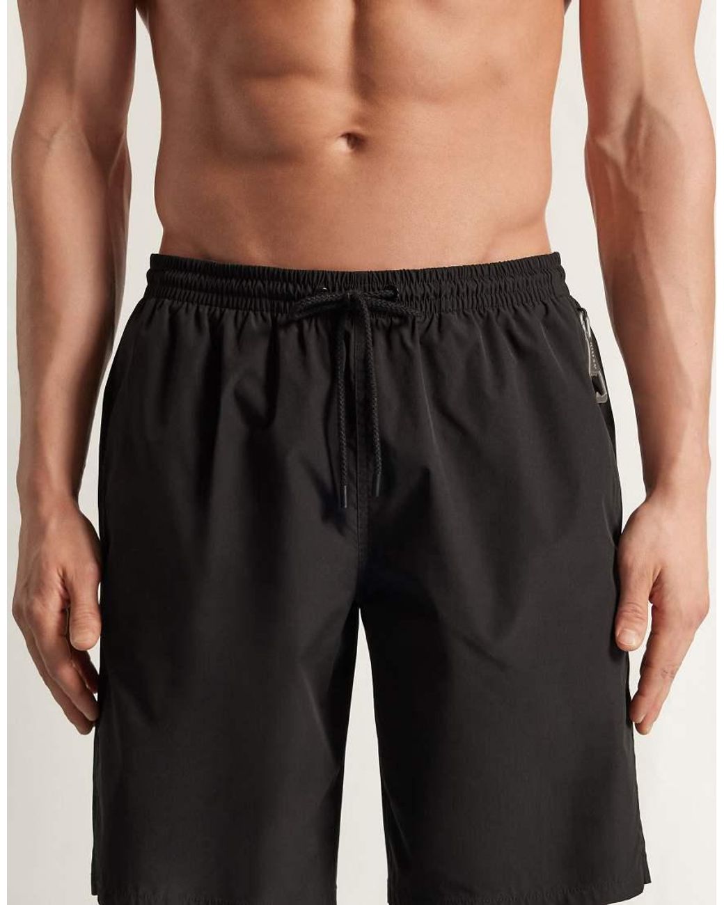 Intimissimi Black Long Solid-Colour Swim Trunks for men