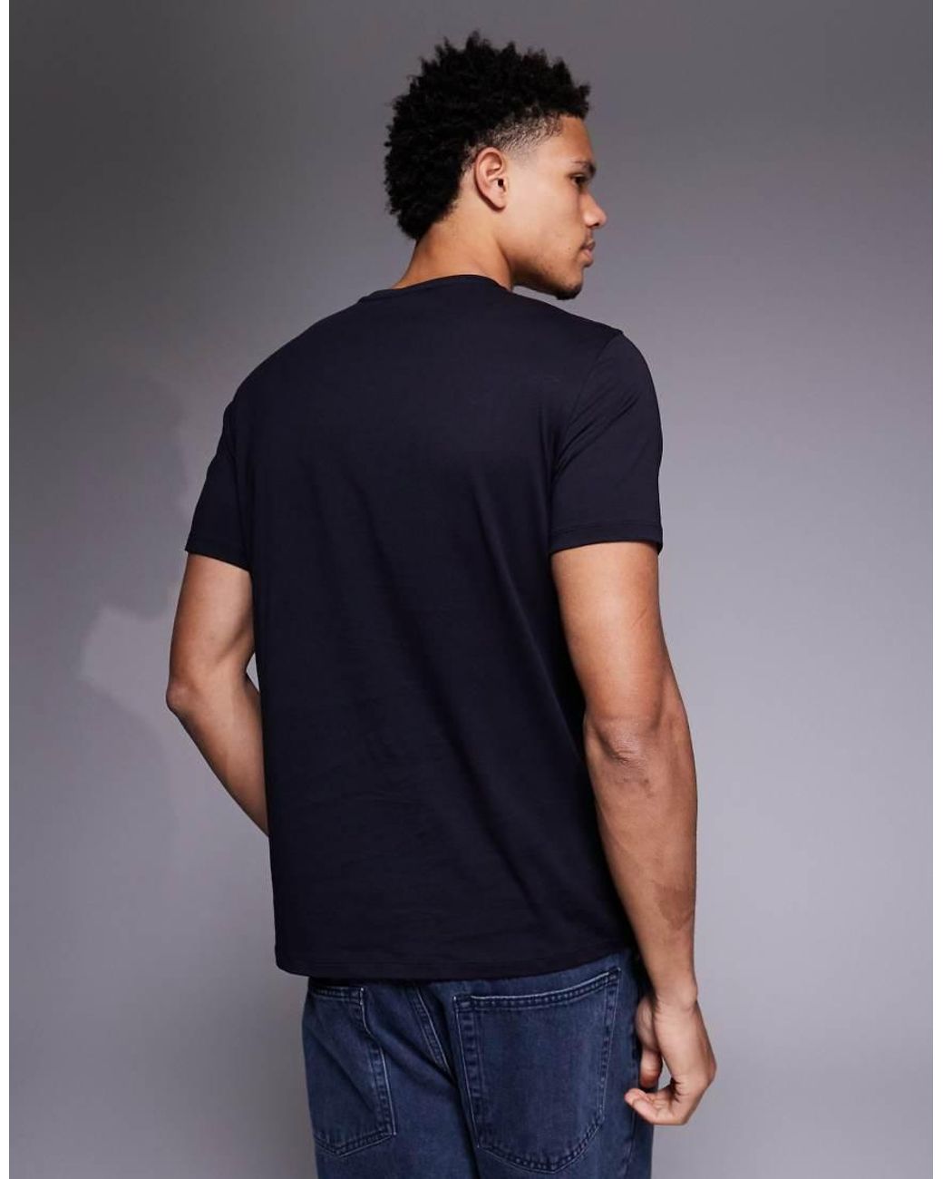 ARMANI EXCHANGE Blue Central Logo T-shirt for men