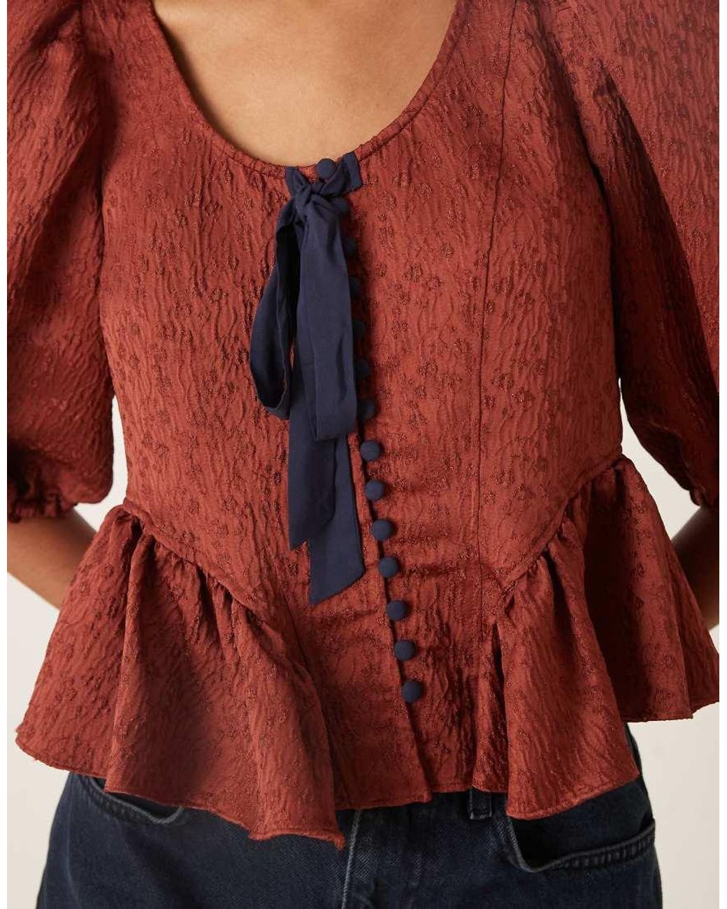 Free People Red Pamela Bow Top