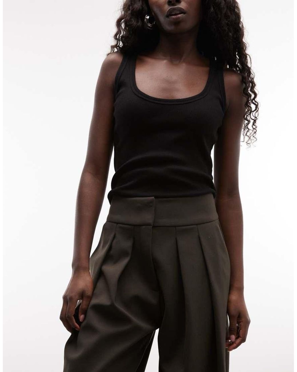 ASOS Gray Tailored Deep Waistband Barrel Trousers With Pleat Detail