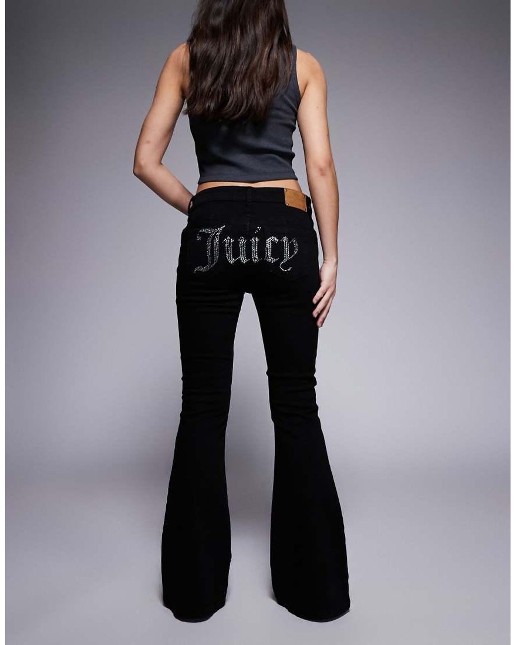 Juicy Couture Black Mid Rise Bootcut Diamante Logo Jeans