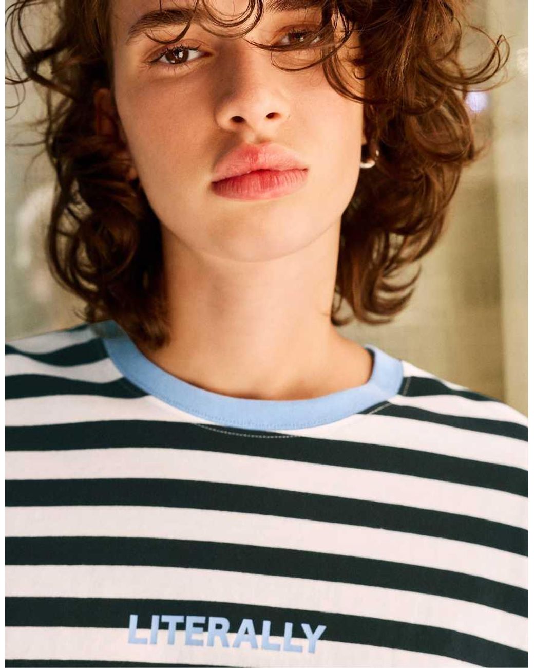 Pull&Bear Black Long Sleeve Striped T-shirt