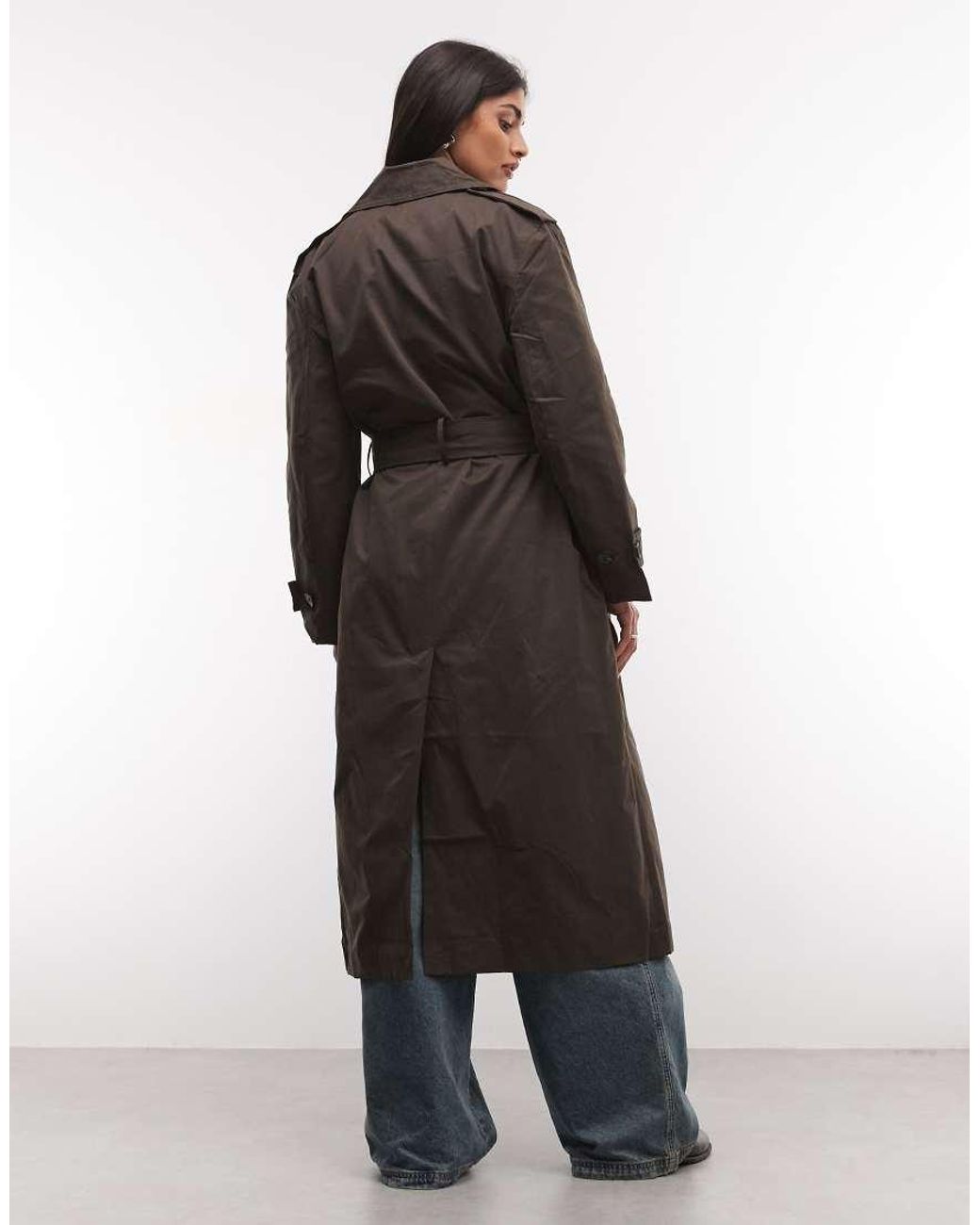 Collusion Brown Oversized Double Breasted Trench Coat