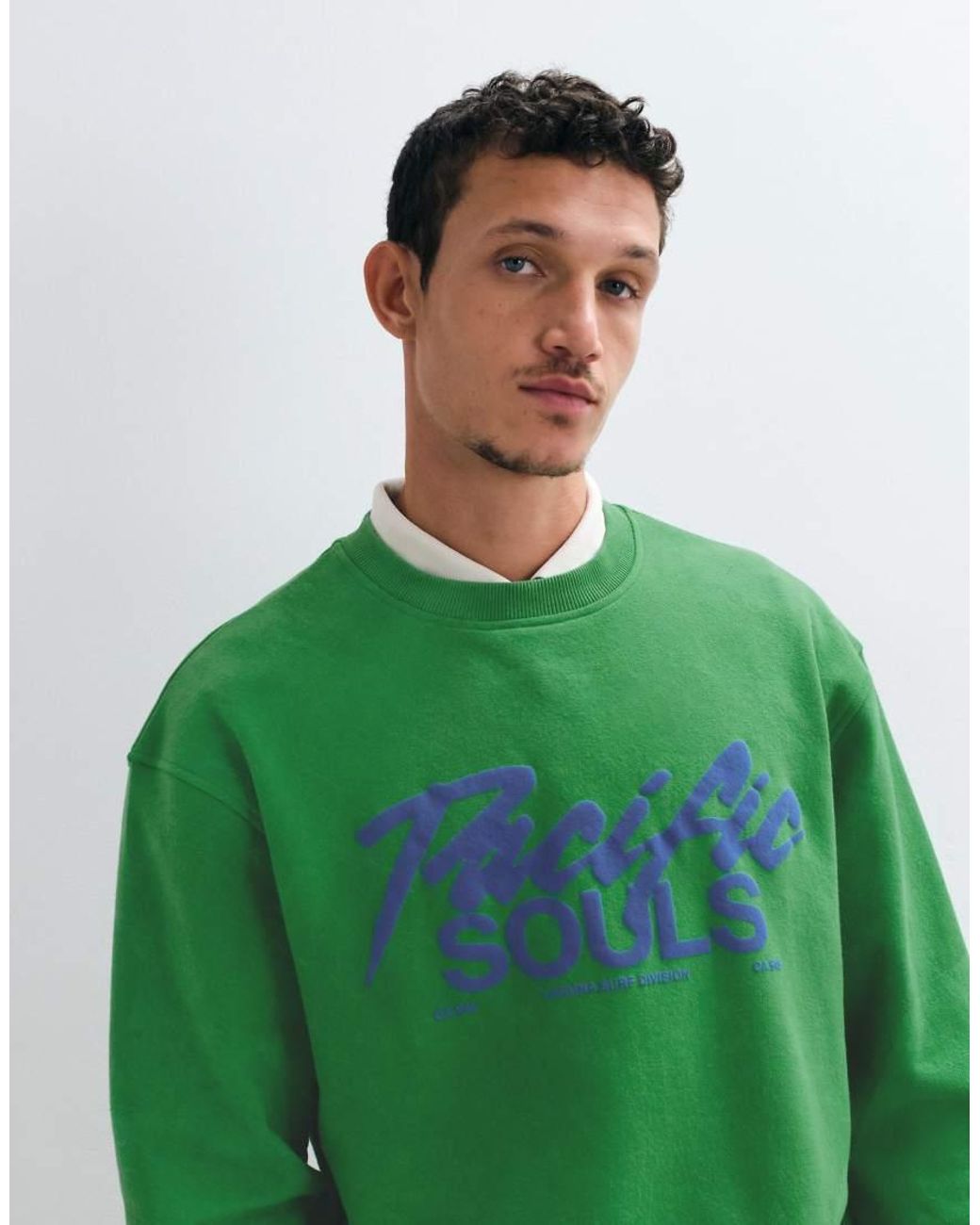 ASOS Green Relaxed Crew With Contrast Puff Print for men