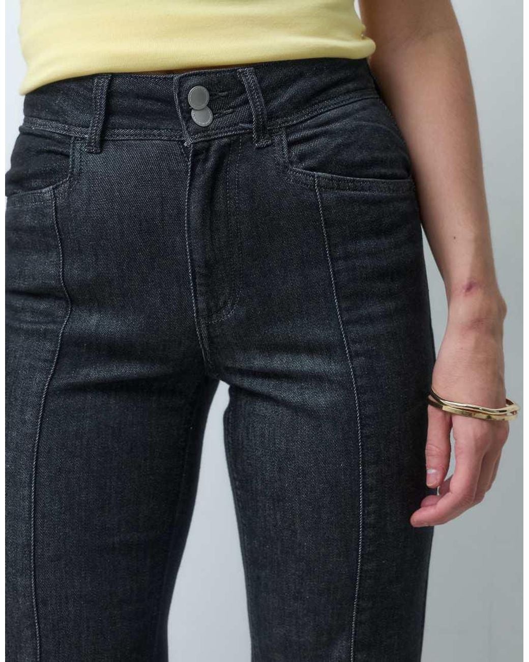 Vero Moda Black Hazel High Rise Seam Detail Flared Jeans