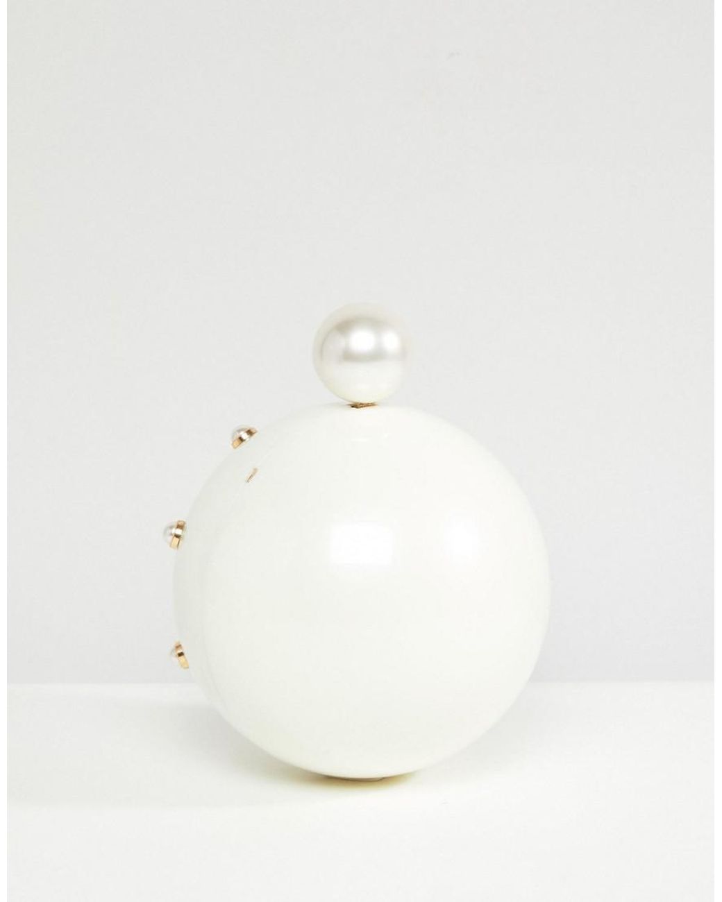 ASOS Pearl Sphere Clutch Bag in White | Lyst UK