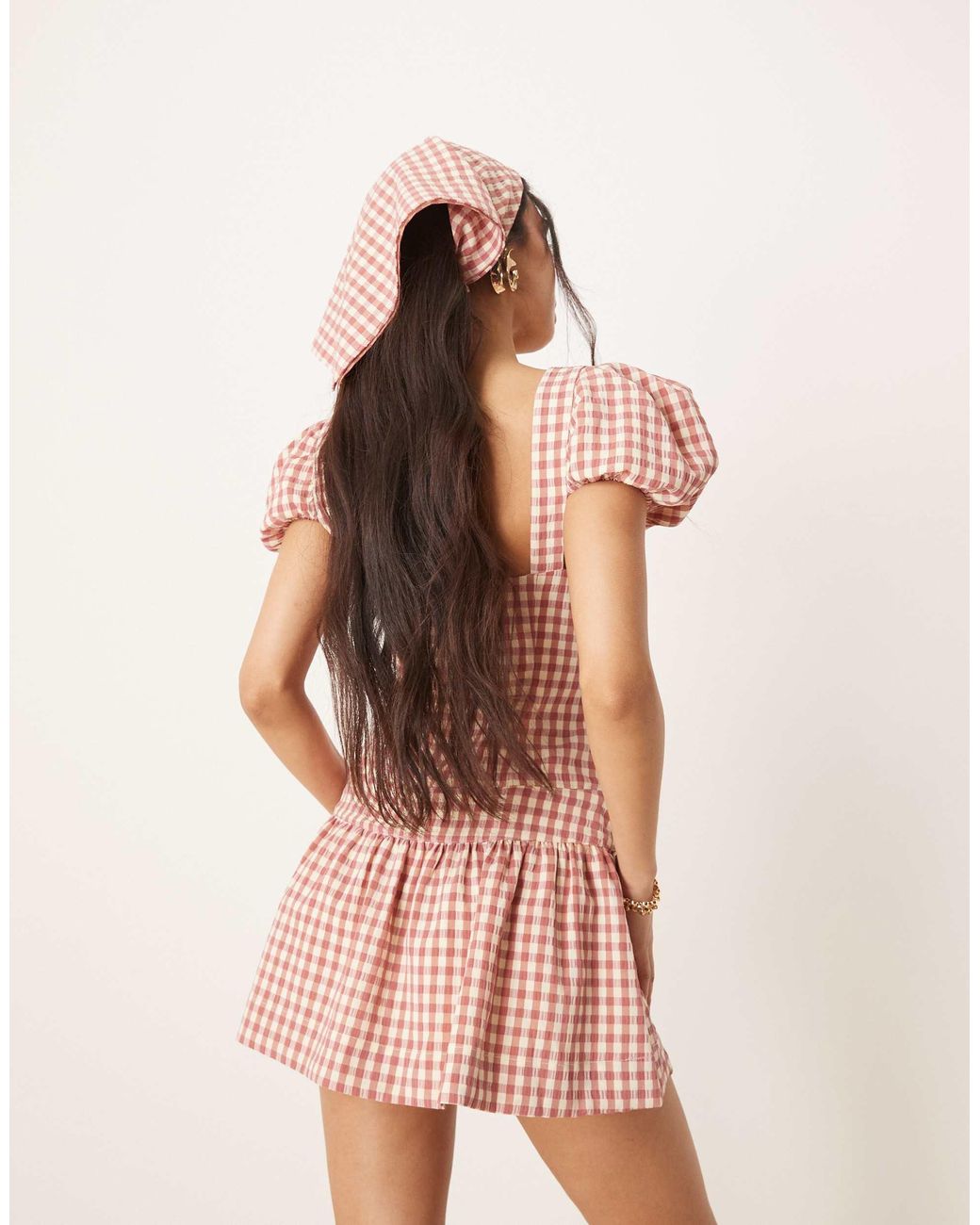 for love & lemons pleated gingham mini dress Venus Mini Dress Red Gingham
