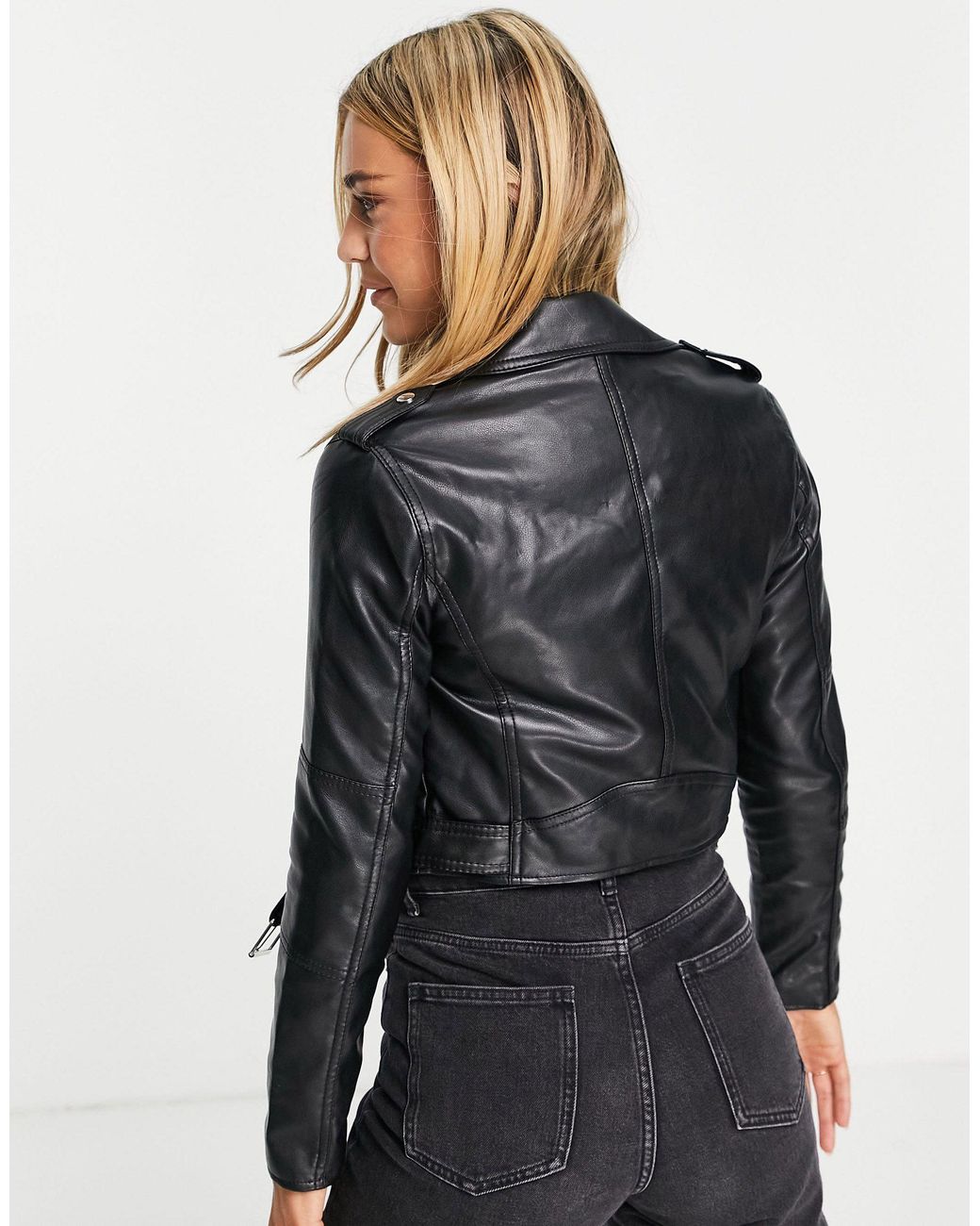Pull\u0026Bear Faux Leather Cropped Biker 
