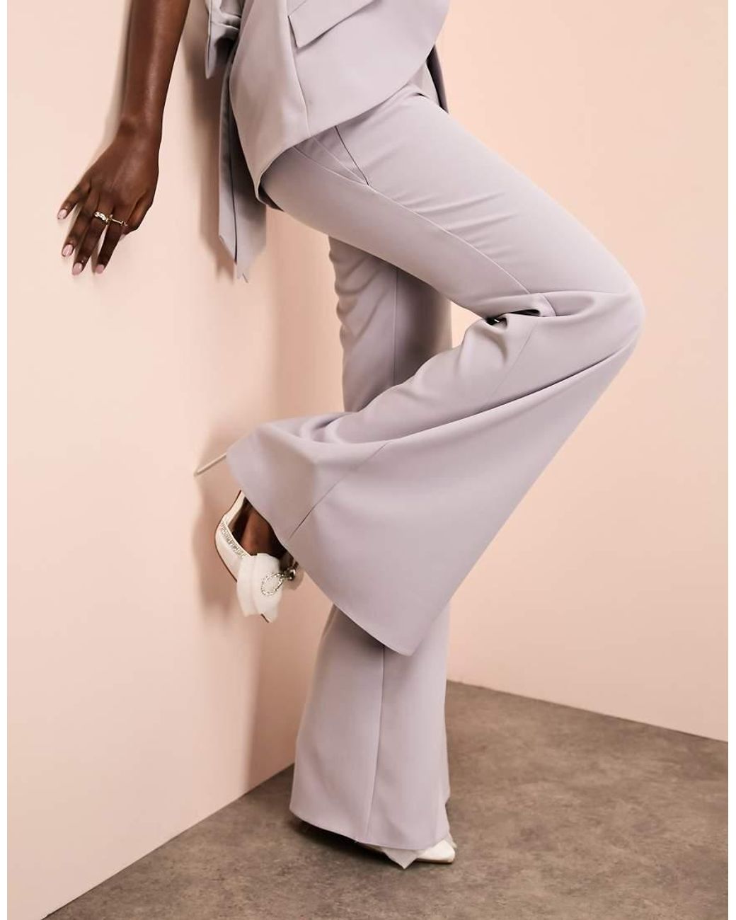 ASOS Natural Tailored Skinny Flared Pants