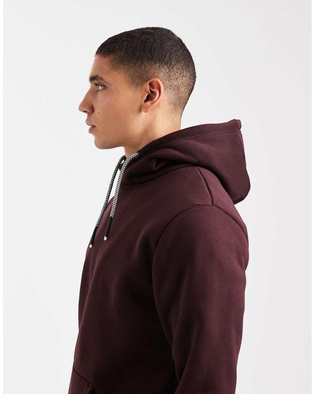 Brave Soul Red Hoodie With Contrast Drawcords for men