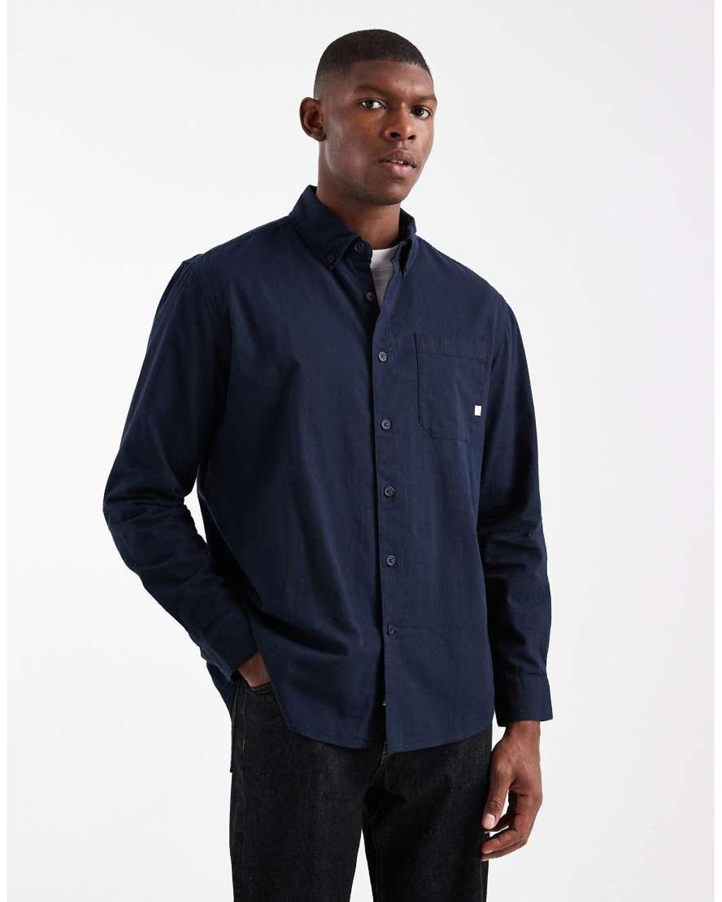 Farah Blue Netherton Long Sleeve Corduroy Shirt for men