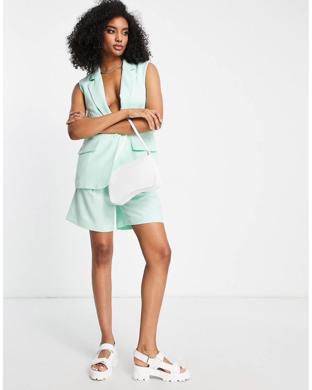 Vero Moda Green Tailored Suit Shorts