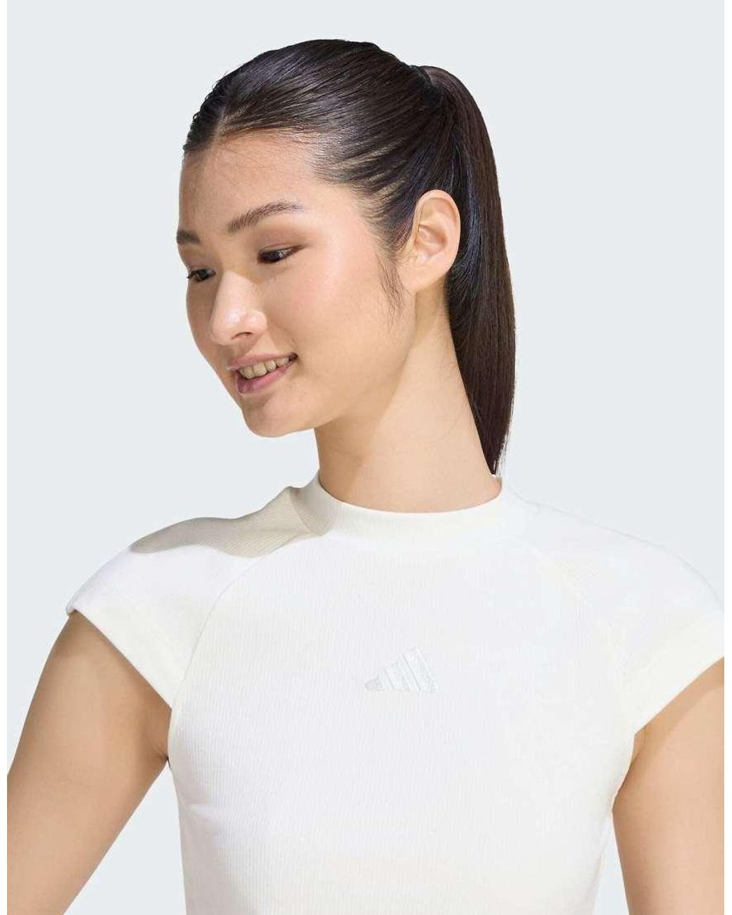 Adidas Originals White Adidas Kit Small Logo Rib T-shirt