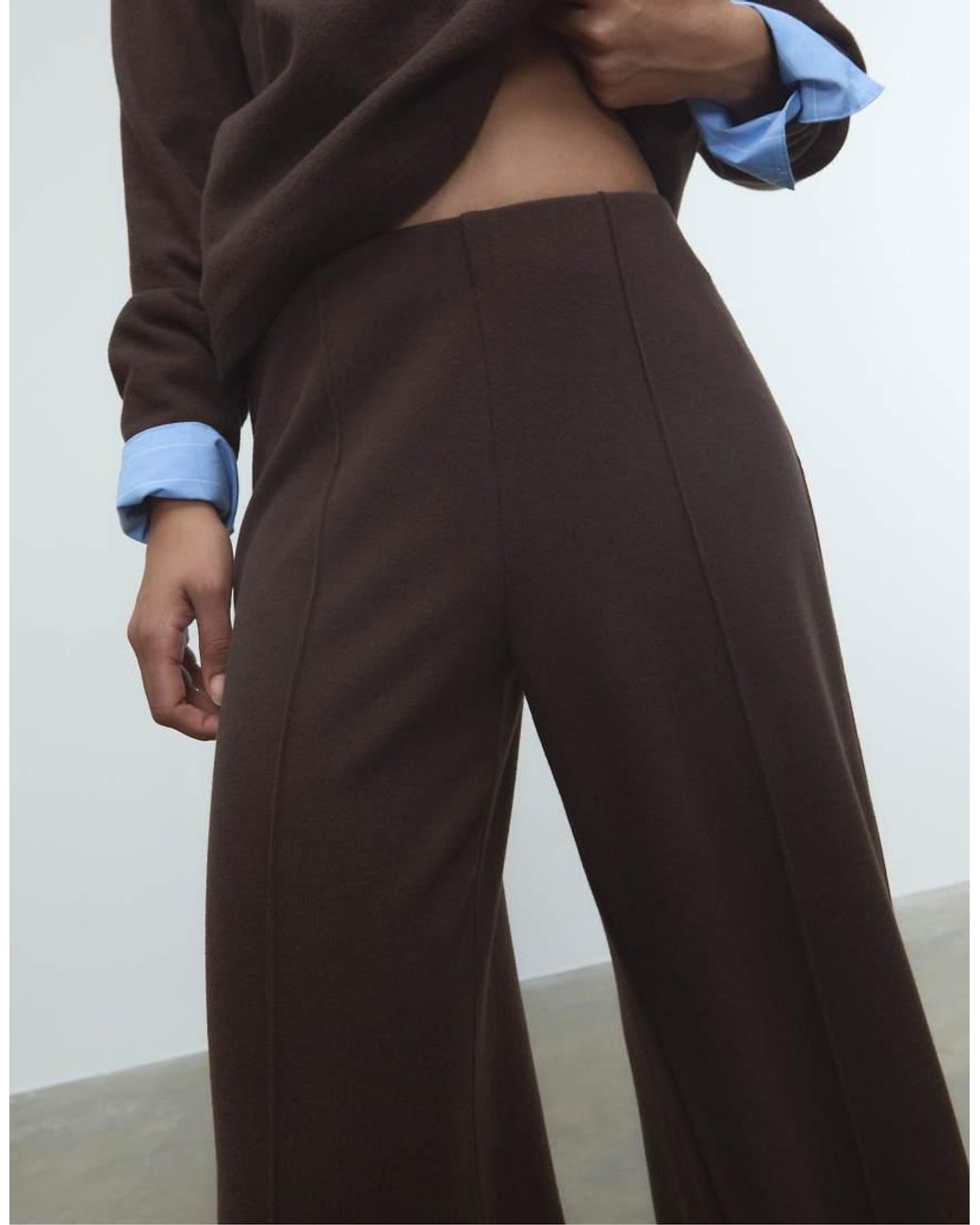 Stradivarius Blue Tall Knit Trousers With Seam Detail