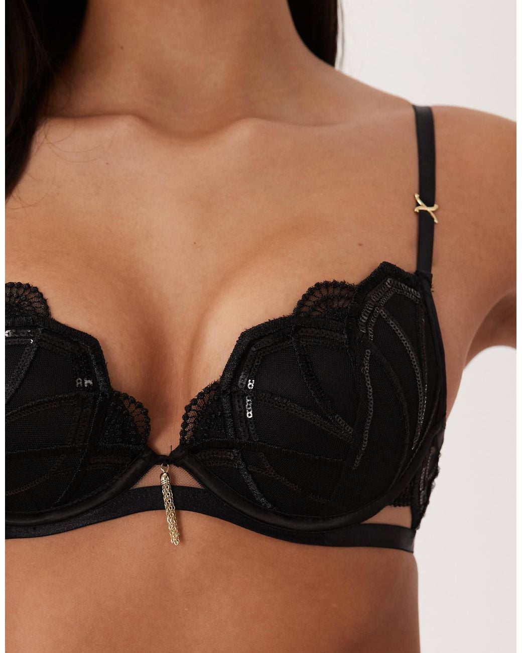 Ann Summers Black Desiring Decadence Padded Plunge Bra