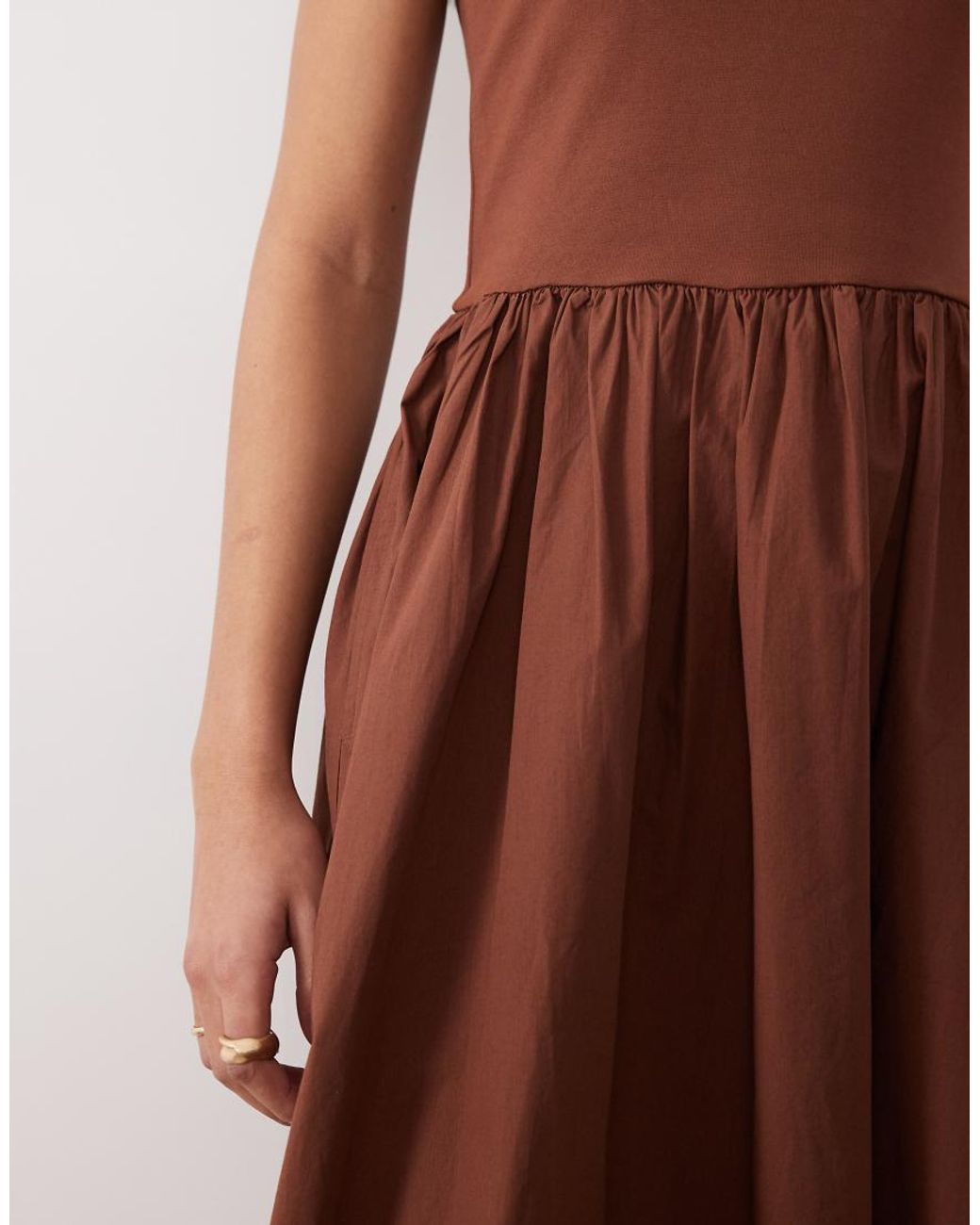 Nobody's Child Brown Lexie Scoop Neck Jersey Poplin Midaxi Dress
