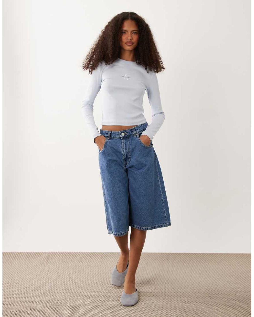 Calvin Klein Blue Monologo Long Sleeve Top