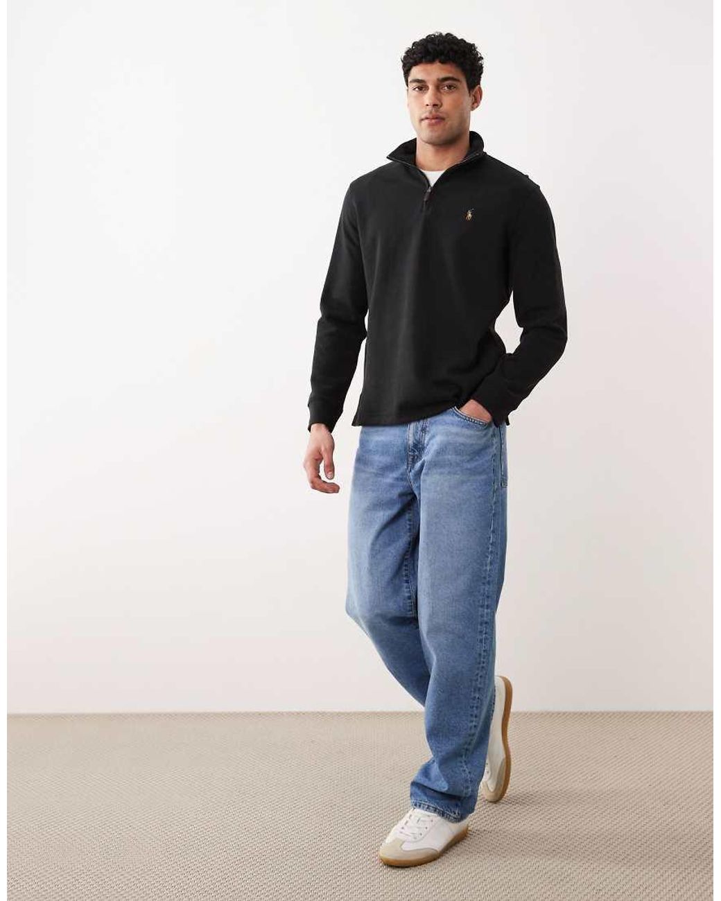 Polo Ralph Lauren Black Icon Half Zip Jumper for men