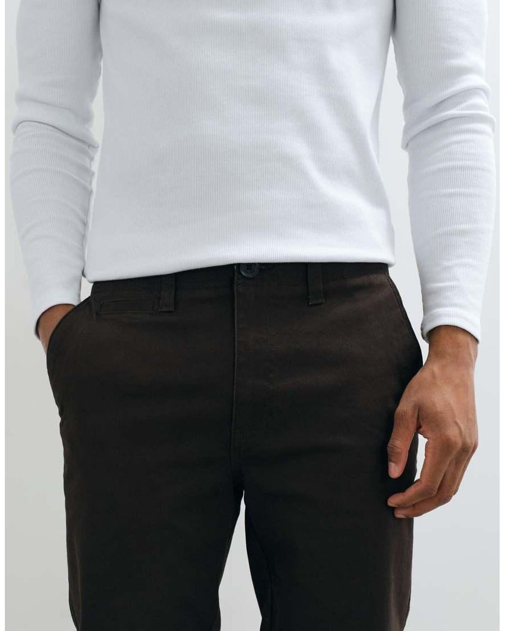 Threadbare White Slim Leg Trousers for men