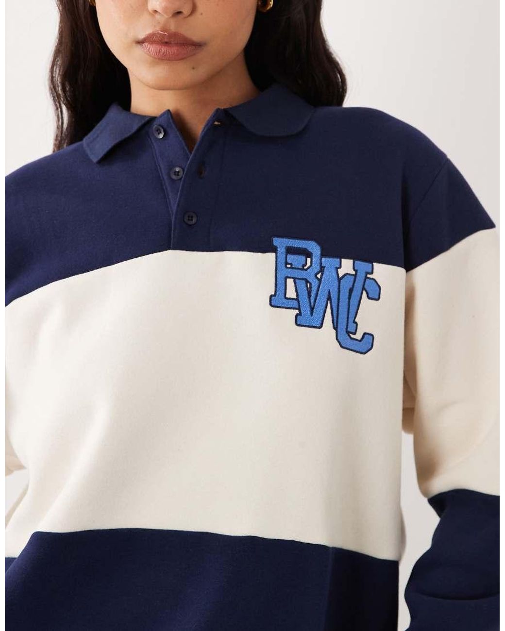 Cotton On Blue Active Plush Graphic Rugby Sweatshirt