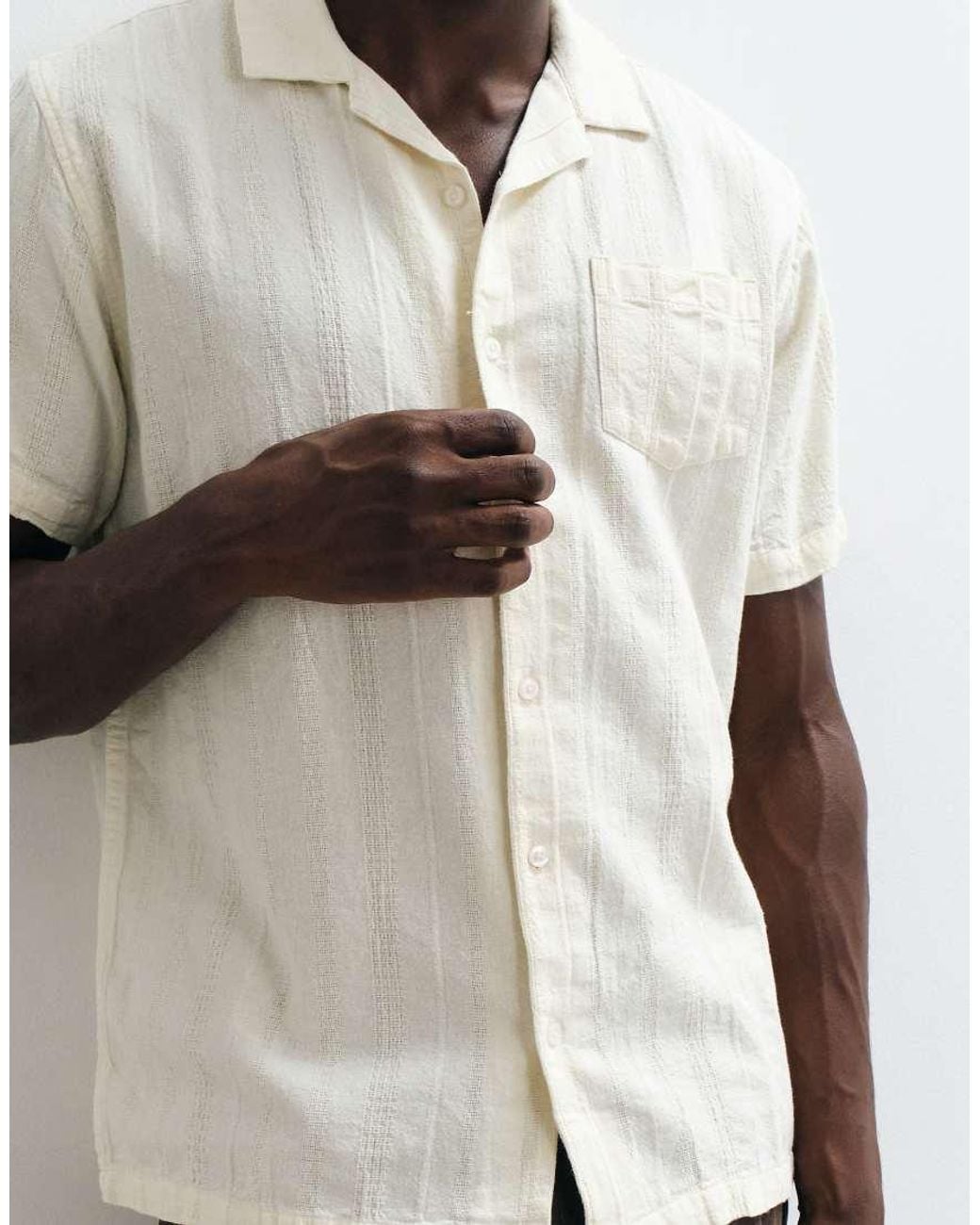 Brave Soul White Short Sleeve Shirt With Revere Collar for men