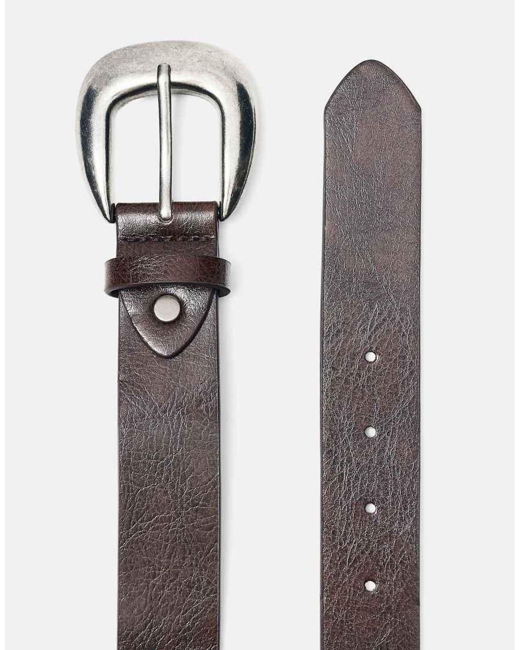 Pull&Bear Blue Leather Effect Belt With Large Buckle