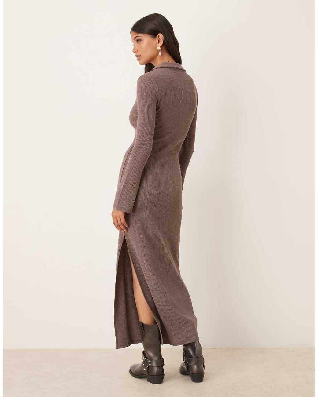 ASOS Natural Textured Shirt Midi Dress