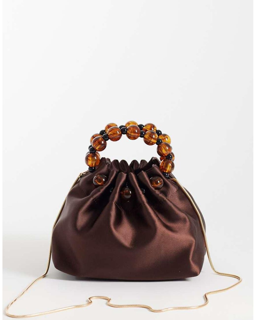 ASOS Black Ruched Clutch With Resin Beads