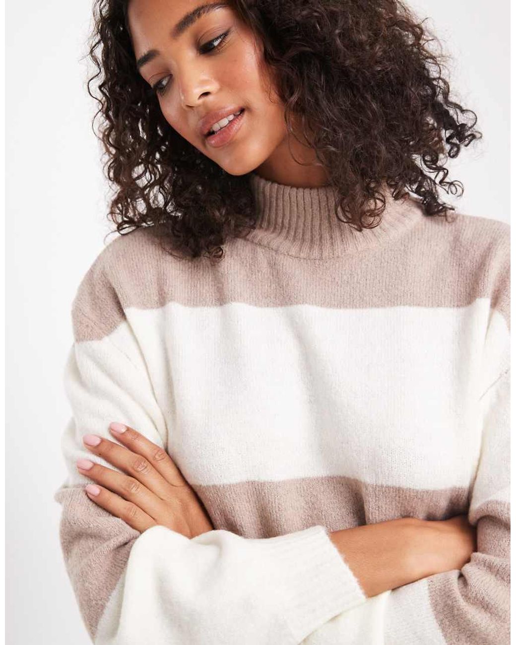 Brave Soul White High Neck Knitted Jumper