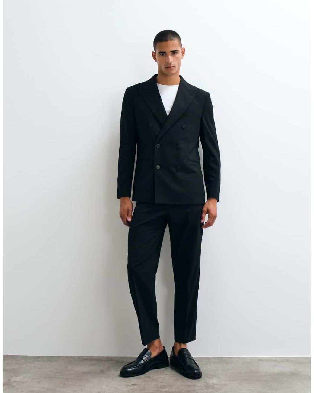 ASOS Black Regular Double Breasted Suit Blazer for men