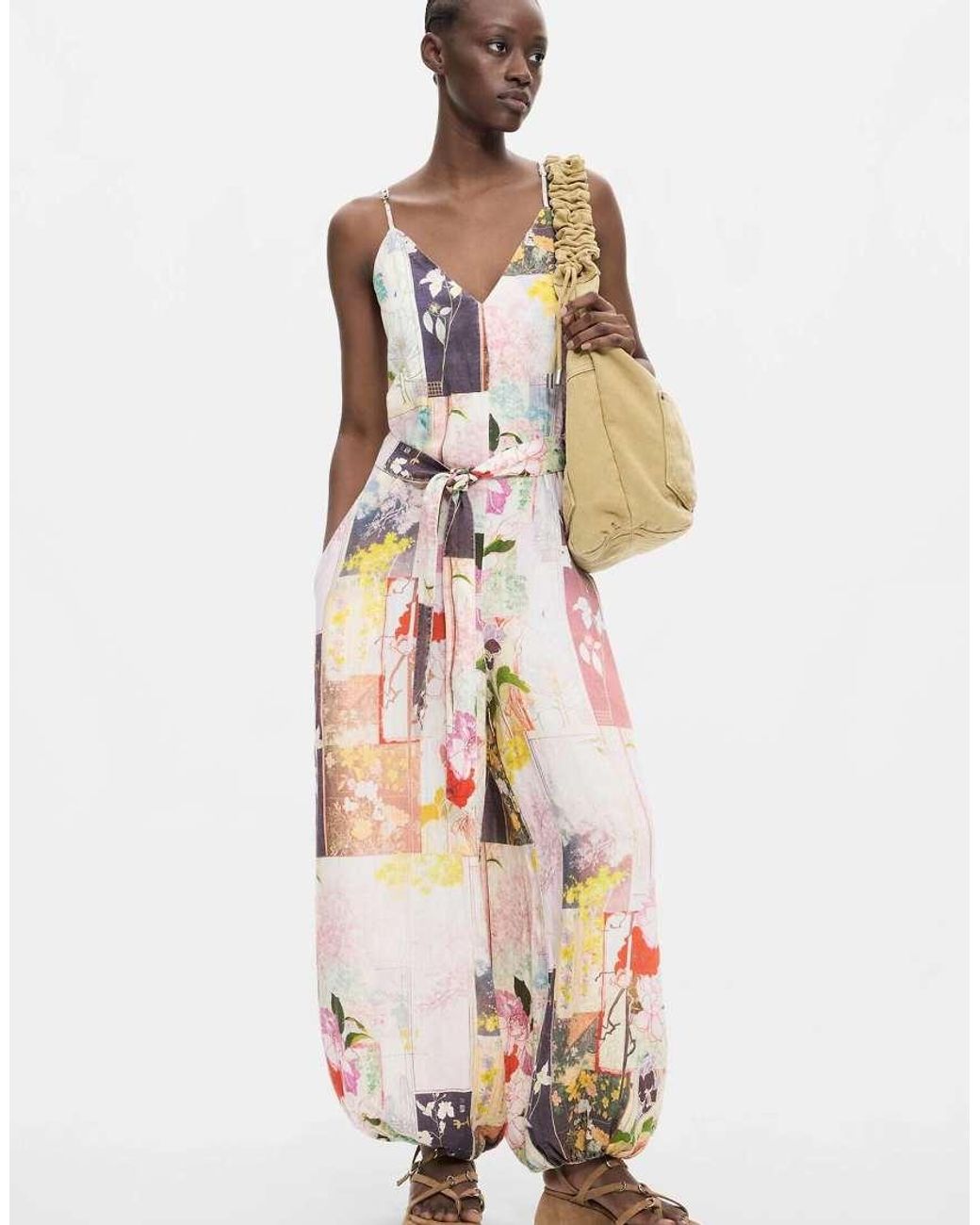 Desigual White Printed Long Jumpsuit