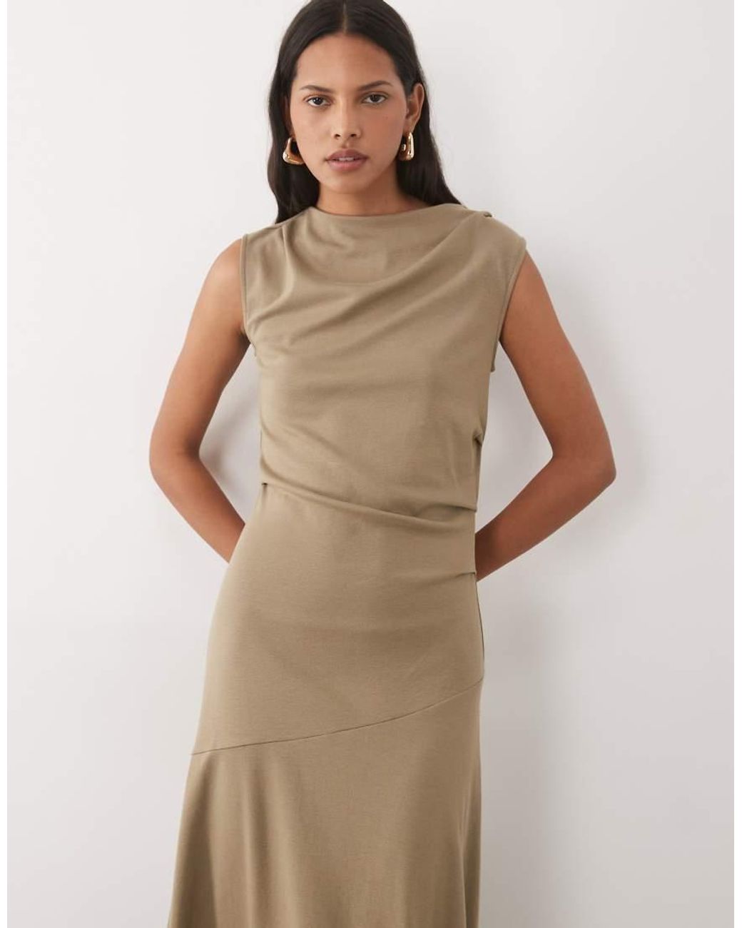 Mango Natural Boat Neck Sleeveless Maxi Dress