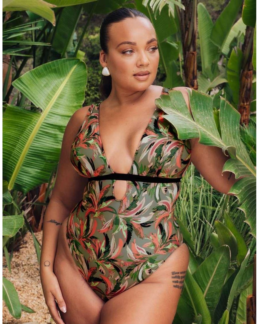 Curvy Kate Pink Sunset Palm Reversible Non-Wired Multiway Swimsuit