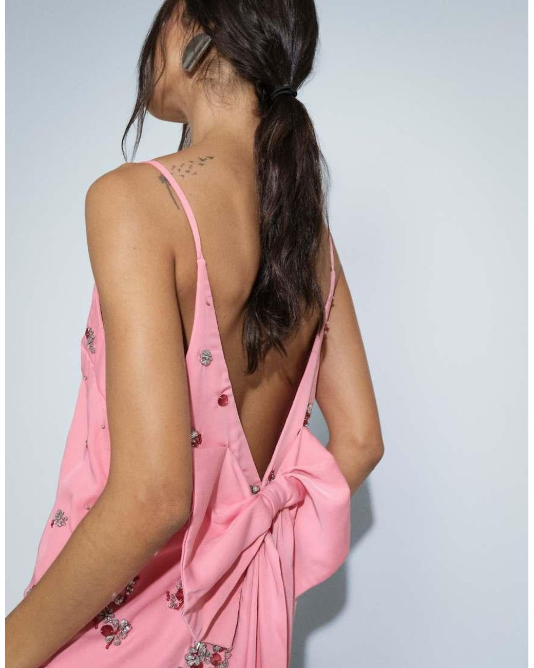 ASOS Pink Cluster Embellished Shift Mini Dress