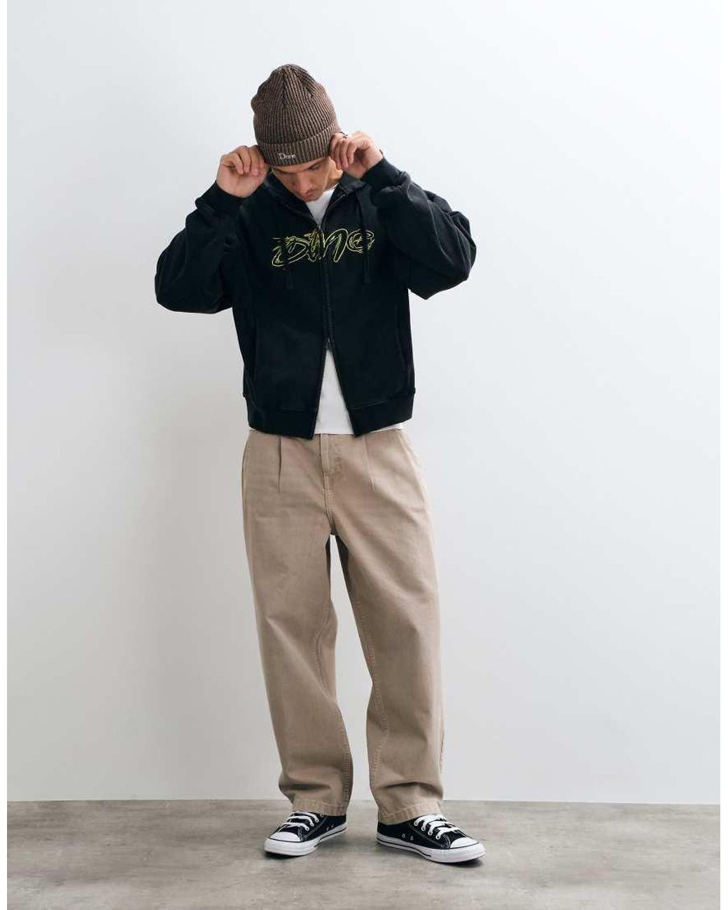 Dime Blue Premium Distressed Logo Double Zip Hoodie for men
