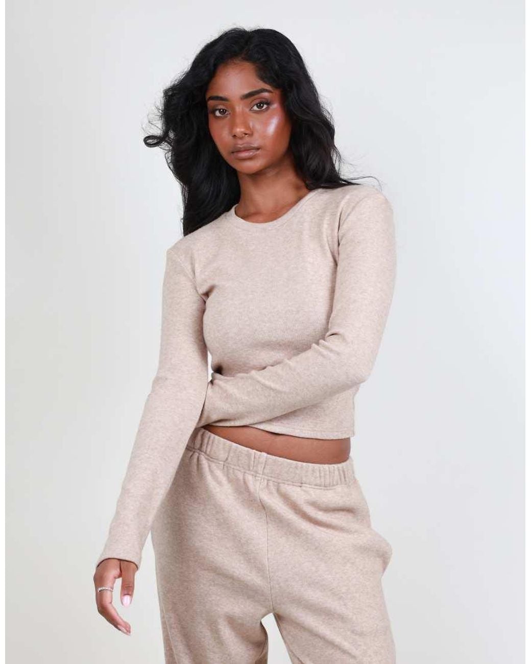 SIMMI Natural Long Sleeve Knit Top