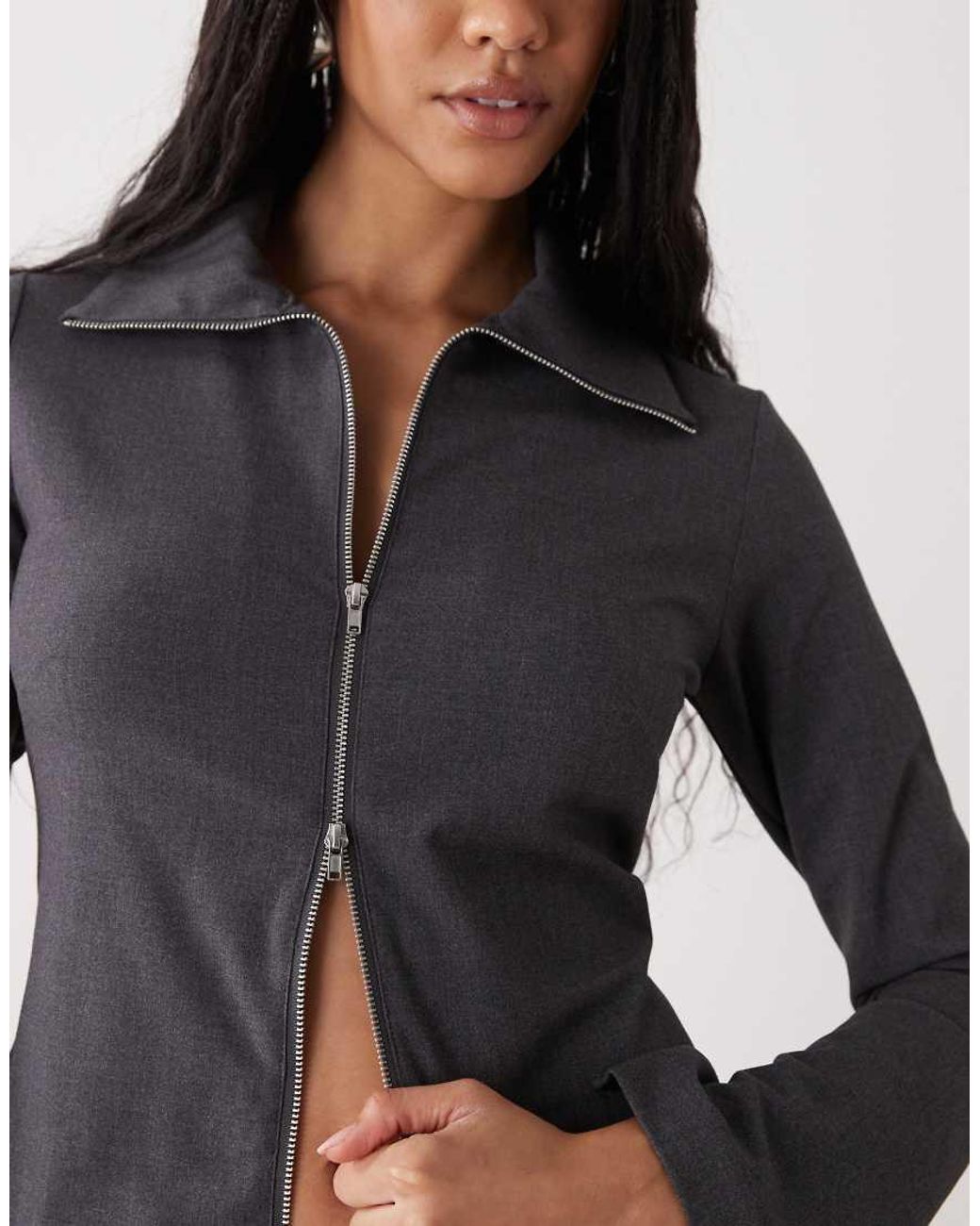 Weekday Blue 2-Way Zip Shirt