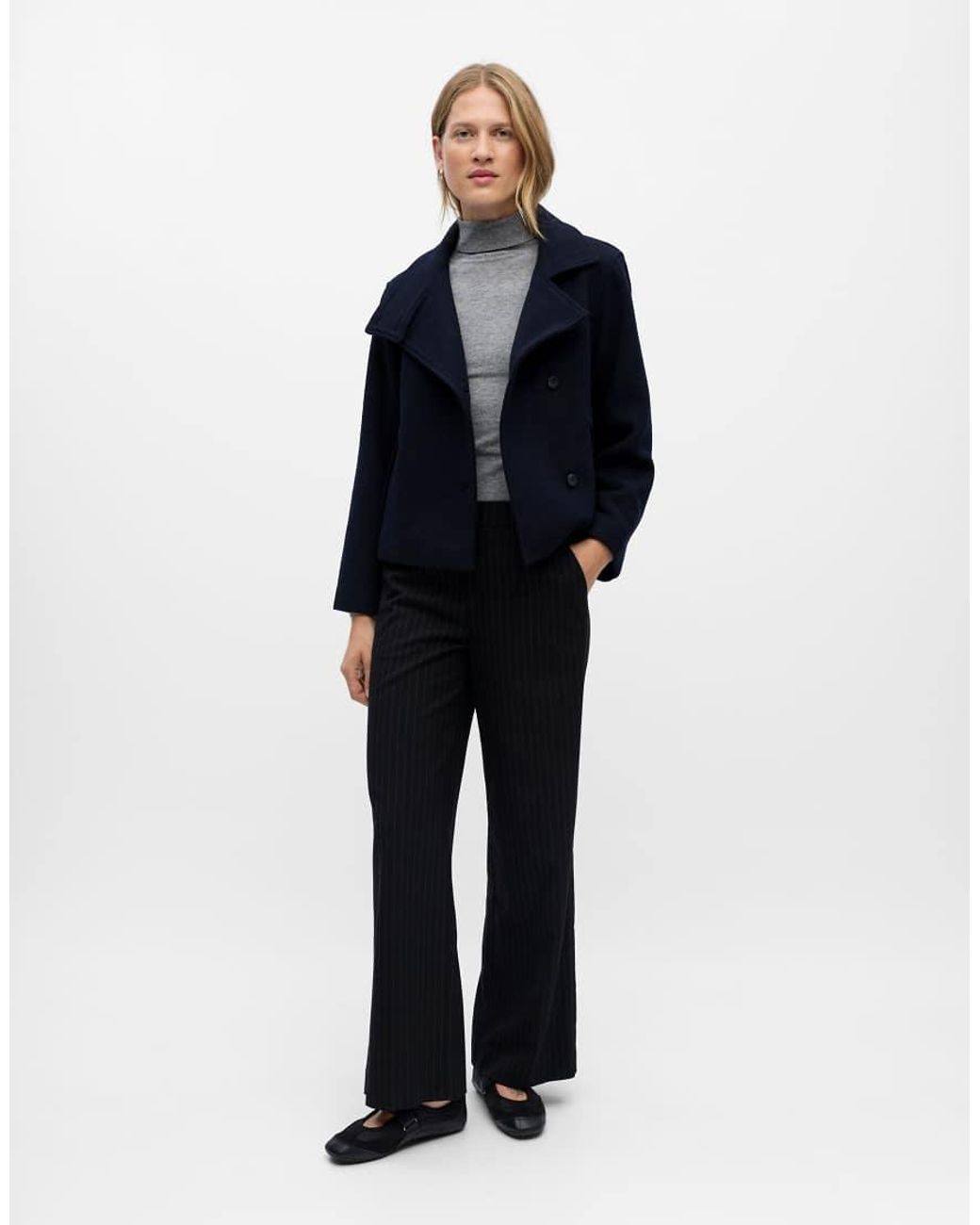 Object Blue Riki Wool Blend Short Jacket