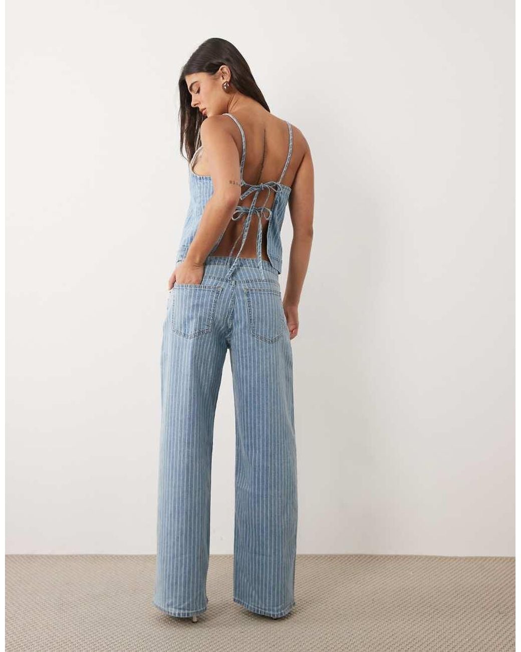 Abercrombie & Fitch Blue Lighweight Denim Wide Leg Tie-up Jeans Set
