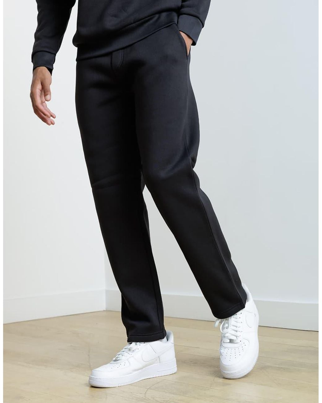 French Connection Black Crew Neck Sweatshirt And Jogger Tracksuit Co-Ord for men