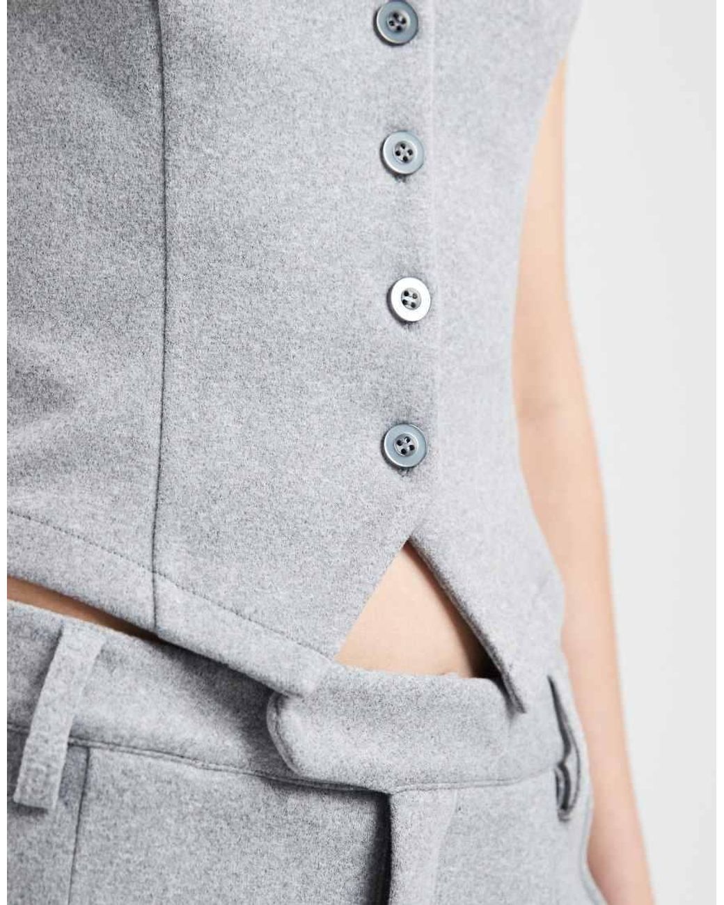 ASOS Gray Co-Ord Brushed Button Detail Cami Waistcoat