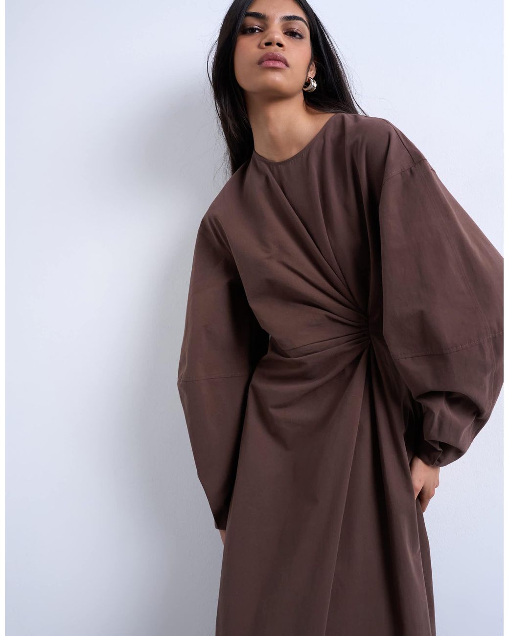 brown knot dress Idia Plus Size Evening Gown In Burgundy main image 0
