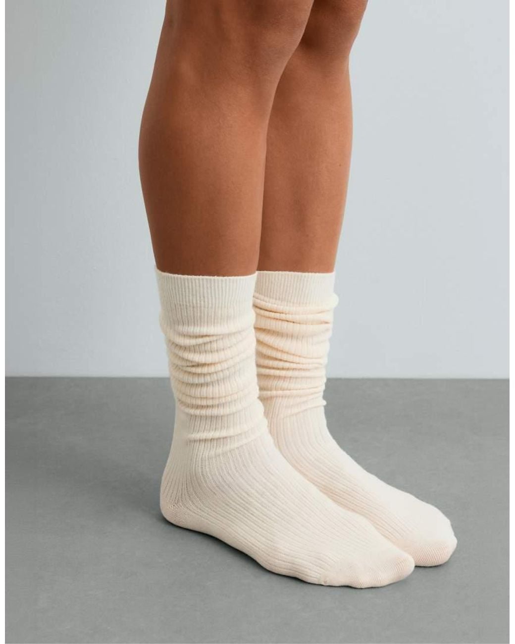 Oysho White Cashmere 17% Long Socks 61% Modal