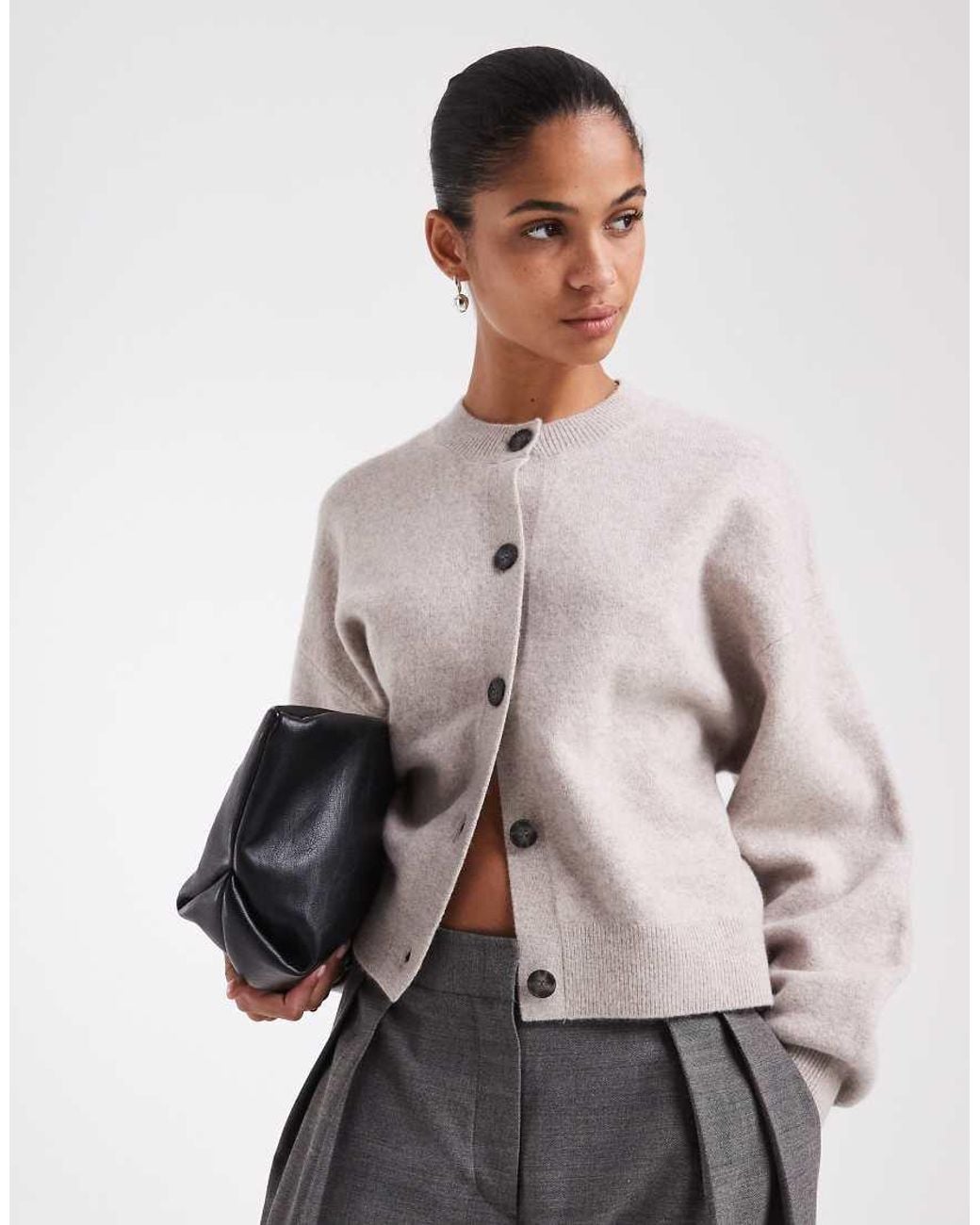 & Other Stories Natural Boiled Wool Cardigan