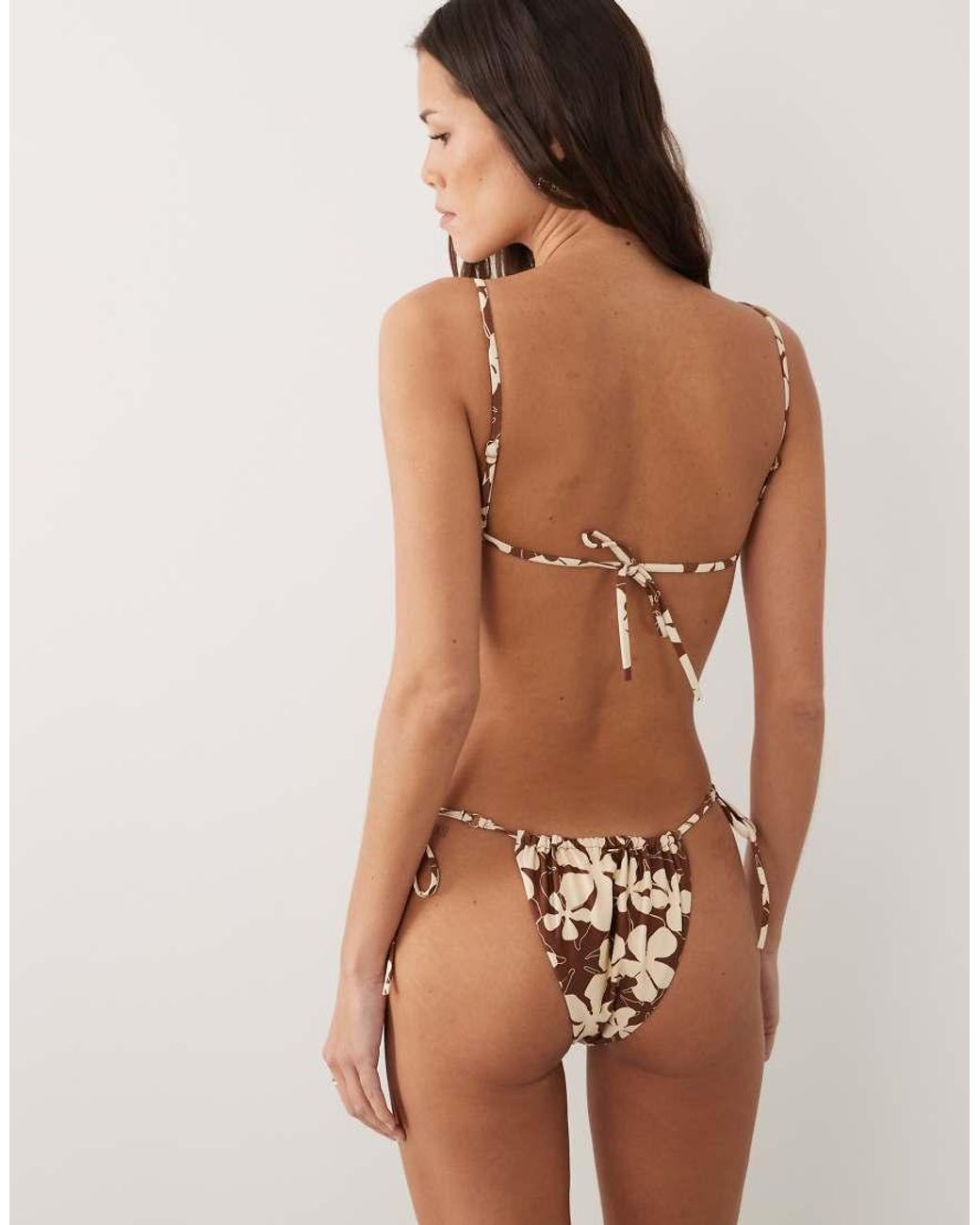 Rhythm Brown Melia Floral Triangle Bikini Top