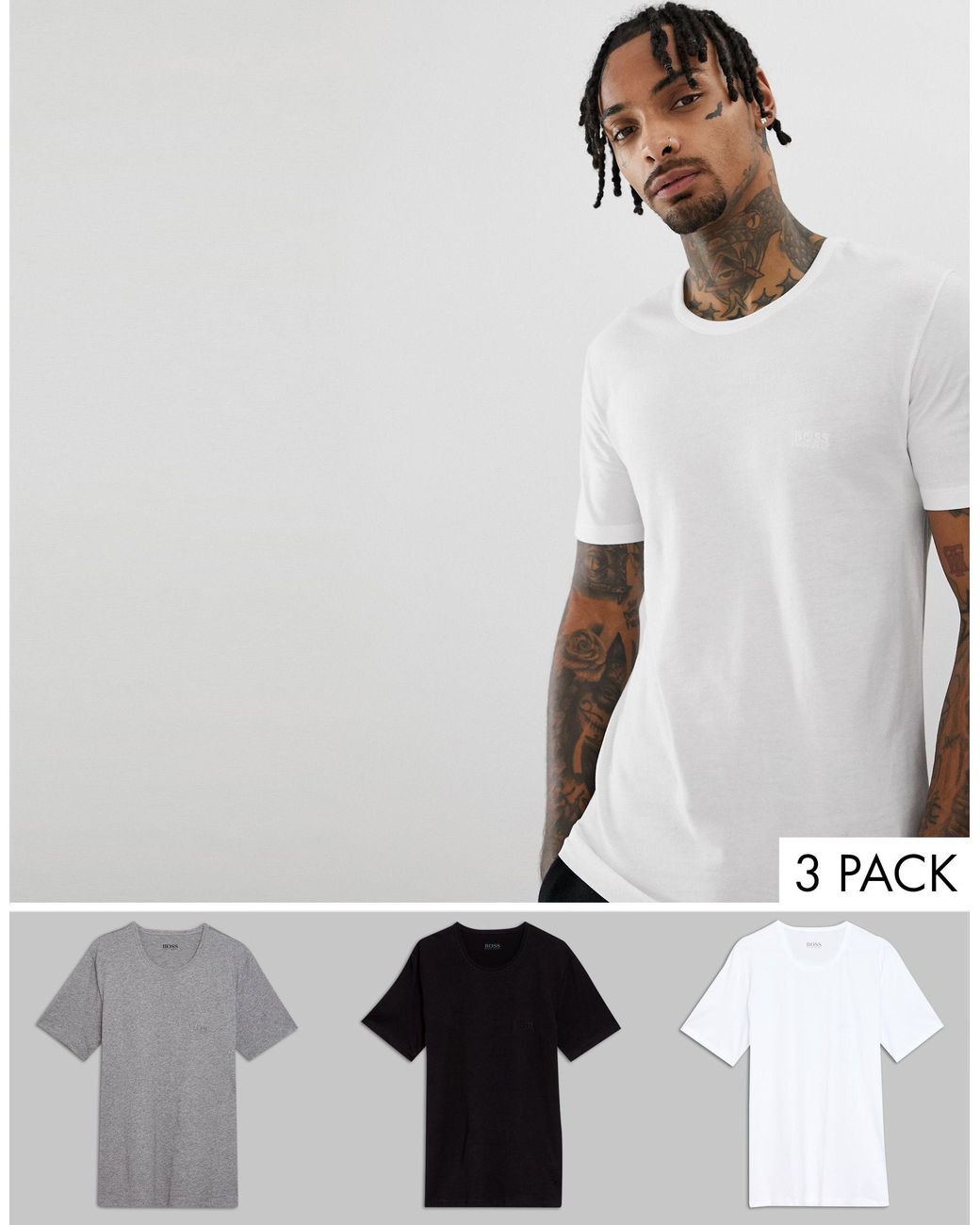 BOSS by HUGO BOSS Crew Neck T-shirt 3 Pack in Gray for Men | Lyst