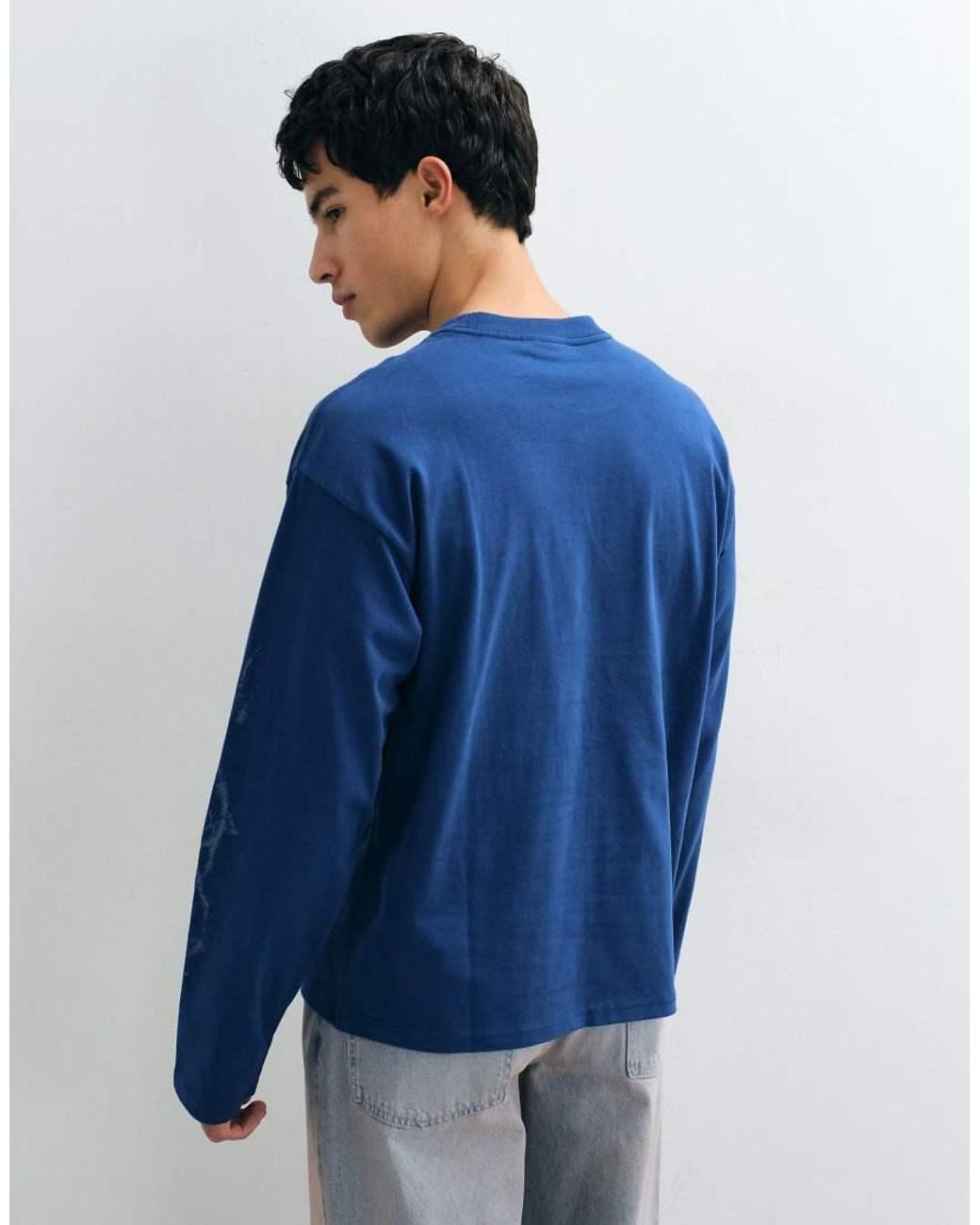 Weekday Blue Oversized Long Sleeve T-shirt With Cartoon Graphic for men