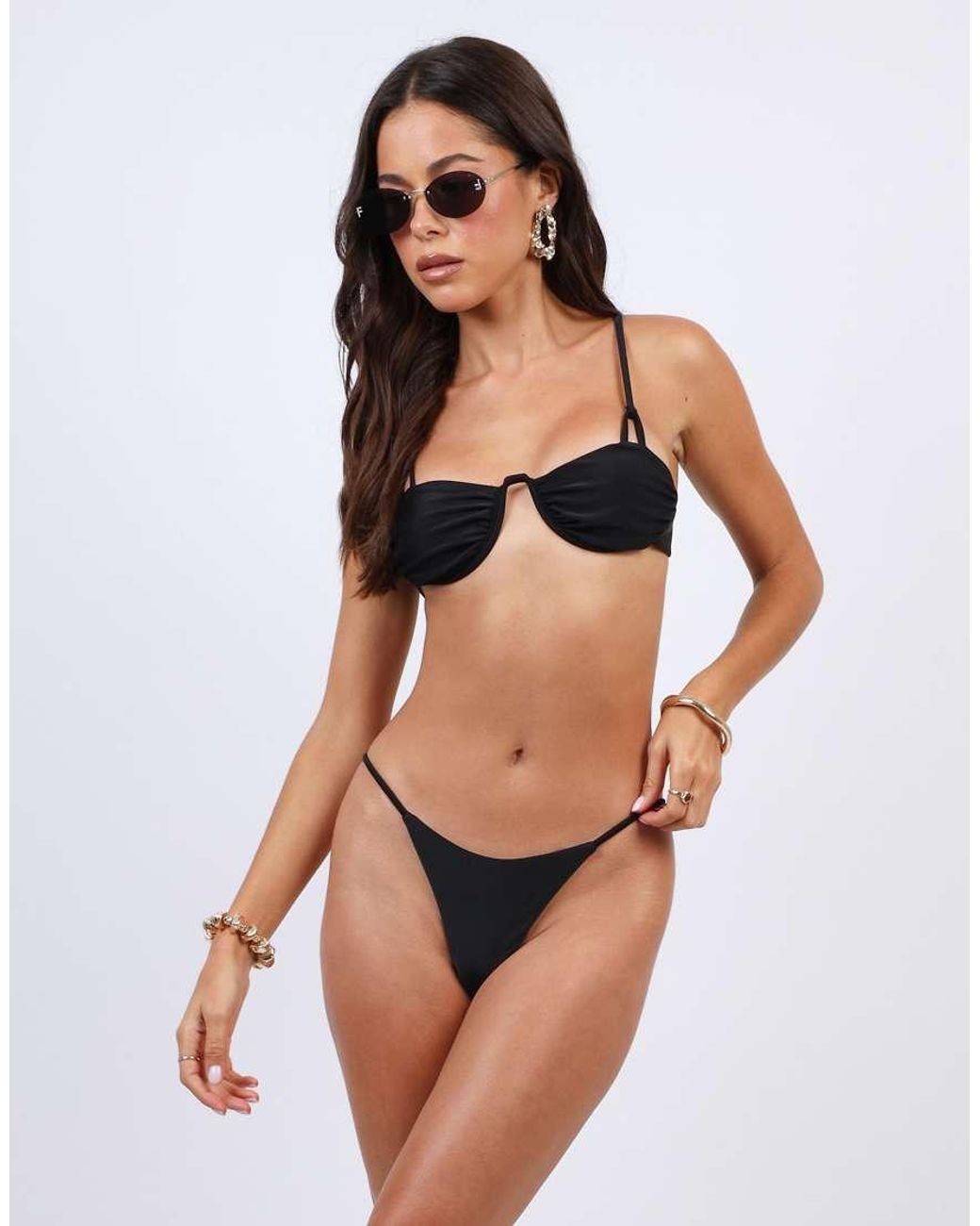 SIMMI Black Thin Strap Bikini Bottoms