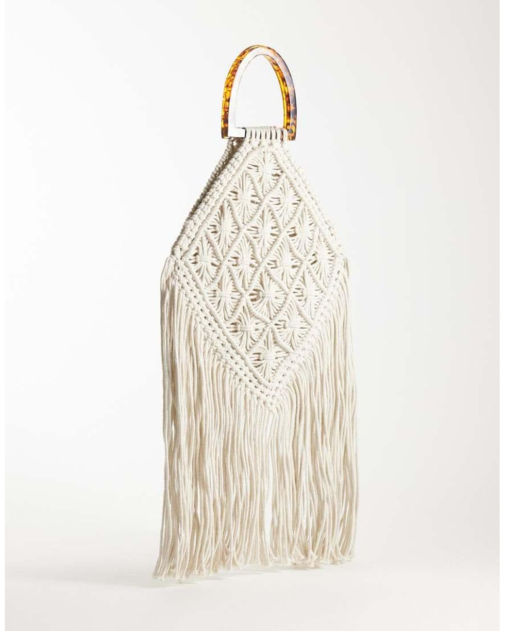 ASOS Natural Macrame Fringe Tote Bag