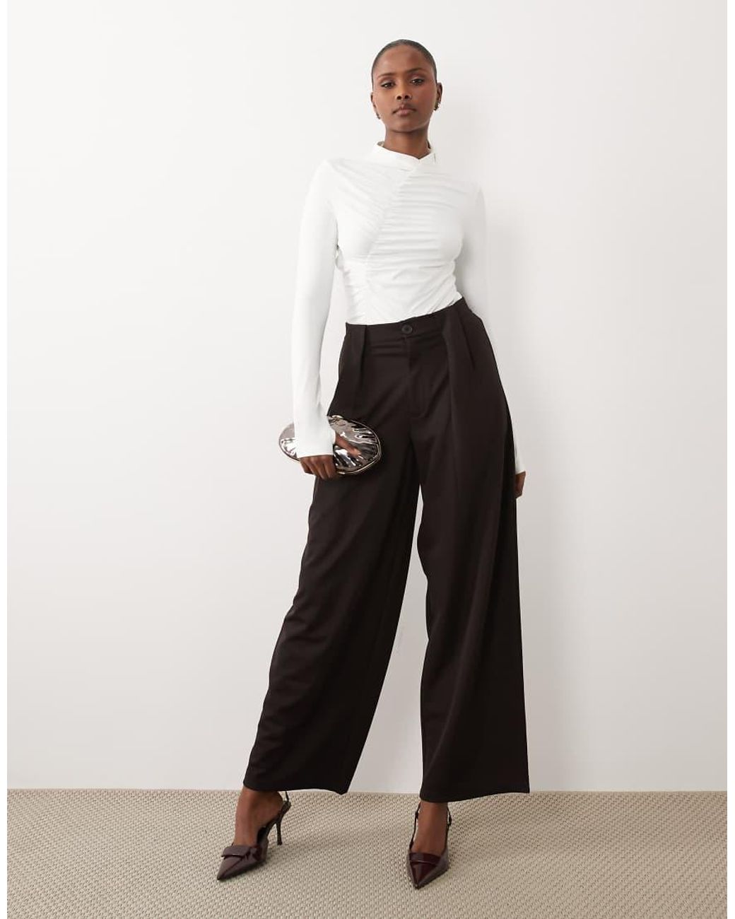 ASOS White Modest Ruched Detail Bodysuit